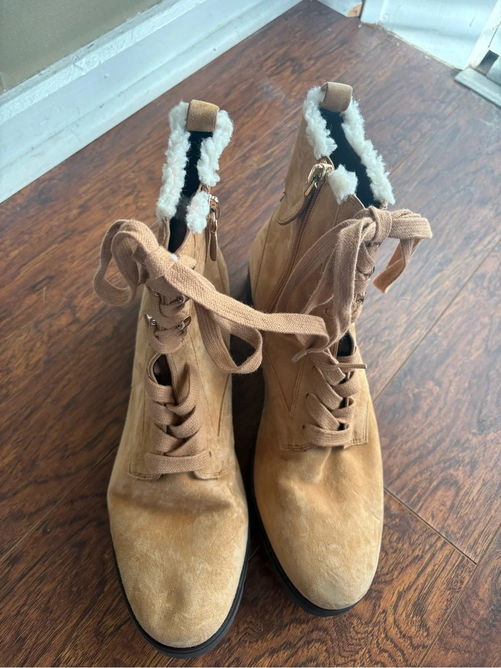 kate spade Tan Lace-Up Faux Suede Ankle Boots NEW 👢👢👢